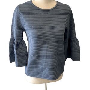 White House Black Market Blue 3/4 quarter bell sleeve top